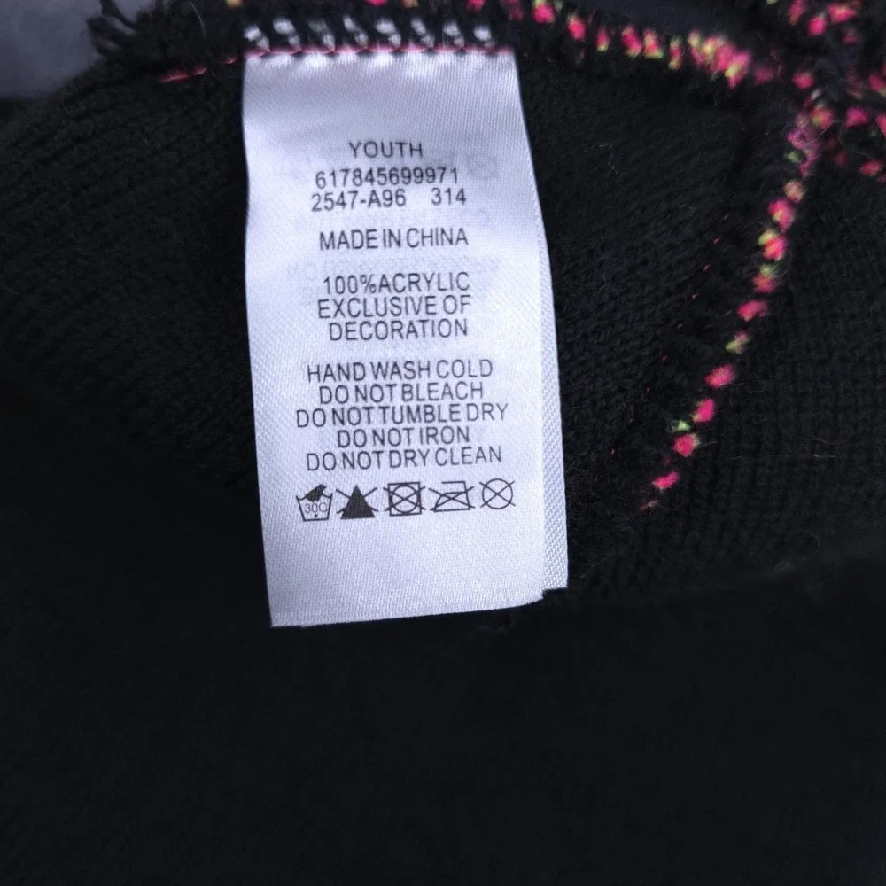 Nike Beanie Hat Girls Pink Black Big‎ Swoosh Knit Pom Cuffed One Size Winter Ski